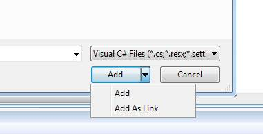 AddAsLink in Visual Studio